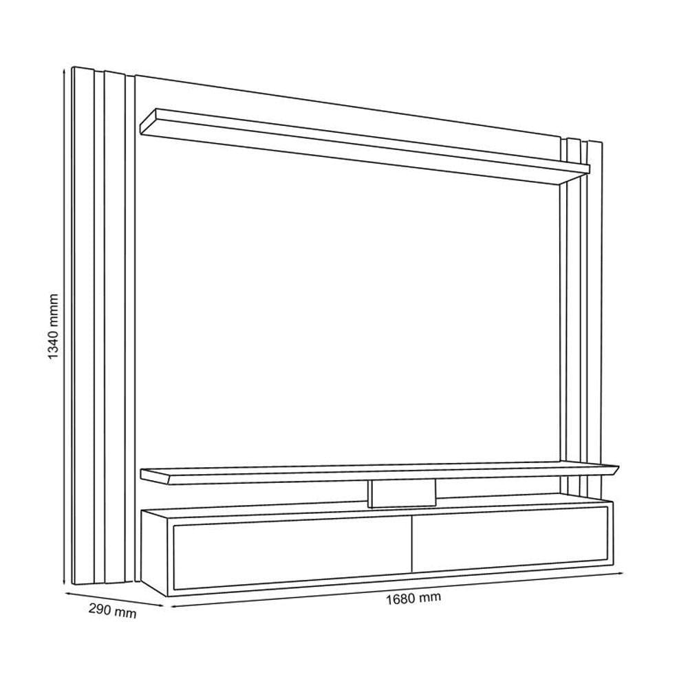 Miniatura Painel Suspenso Para Tv Chile Grafite Perolizado/freijó - Fdecor