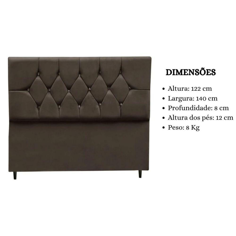 Miniatura Cabeceira Cama Box Estofada Casal 140 Cm Geovana Suede Cor:marrom