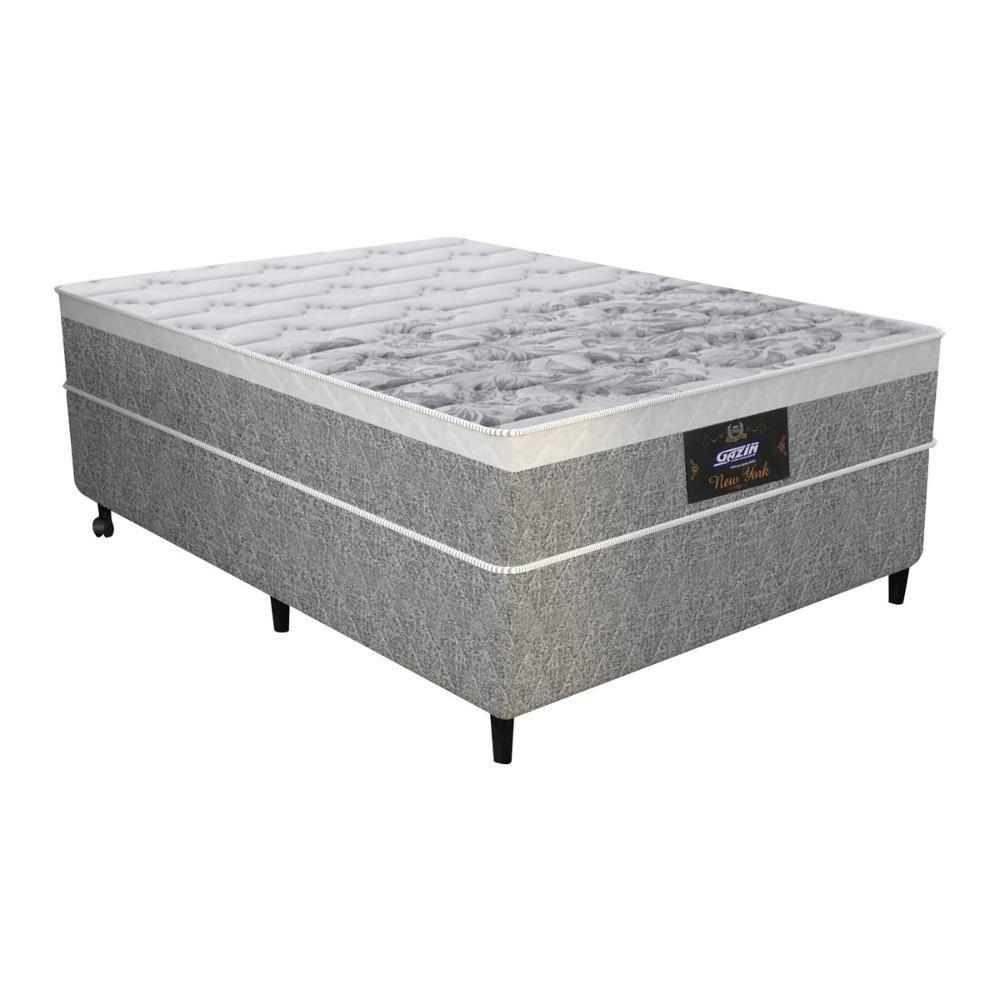 Miniatura Cama Box Conjugado Casal Com Colchão 138x65x188 New York Hf Gazin Cr35334 Natural Cinza