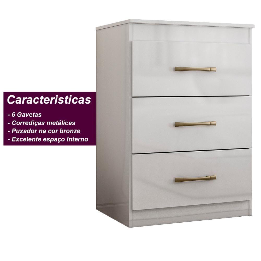 Miniatura Cômoda Com 3 Gavetas Vitoria - Branco Branco