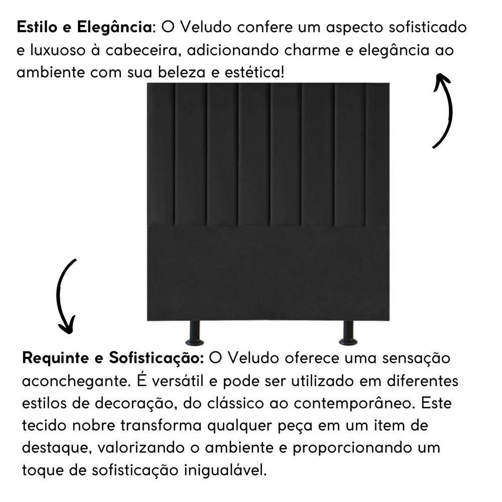 Miniatura Cabeceira Estofada Cama Solteiro 100 Cm Luísa Veludo E Frame Cor:preto