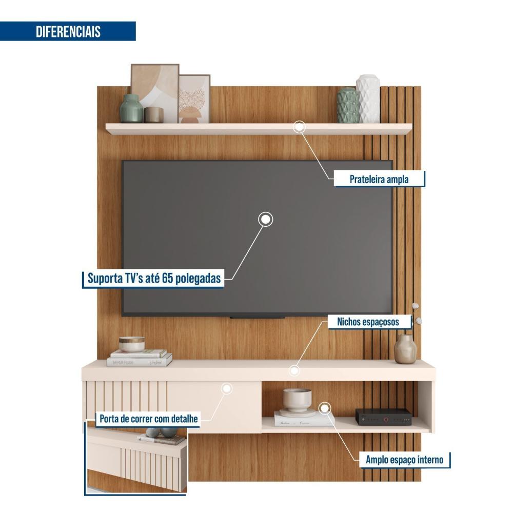 Miniatura Painel para Tv até 55 Polegadas Safira Freijó/Off White