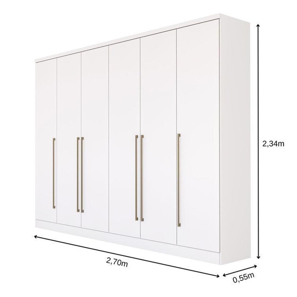 Guarda-roupa 6 Portas Portugal e Cômoda 5 Gavetas Florença Espresso Móveis Branco/Neve