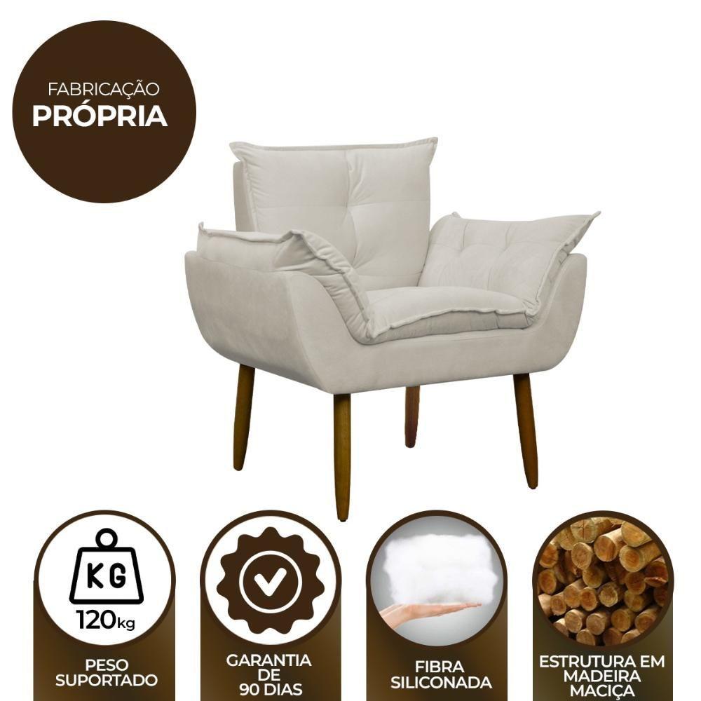 Poltrona Decorativa Para Consultório Opala Suede Herrero Bege