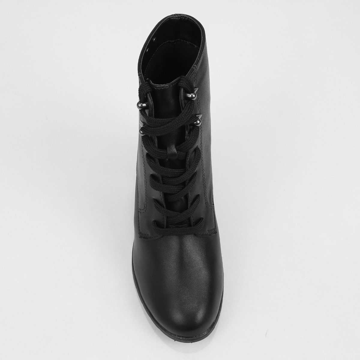 Bota Coturno Cano Curto Via Uno Salto Bloco Tratorado Feminina Preto - 34
