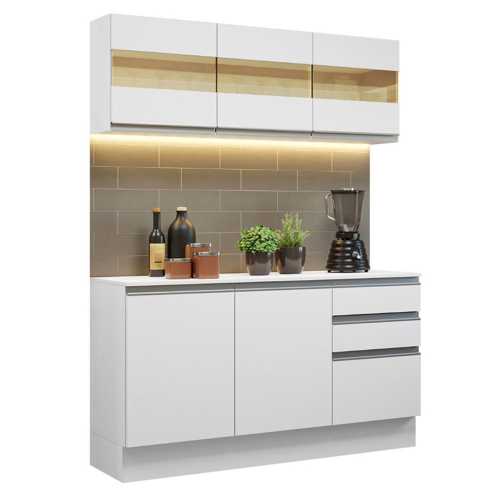 Miniatura Armário de Cozinha Compacta 100% MDF 120 cm Smart Madesa 01 Branco