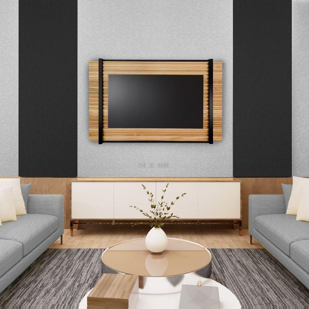 Miniatura Painel Para Tv Até 65 Polegadas Ripado Becca Estilo Industrial 180 X 90cm Marrom