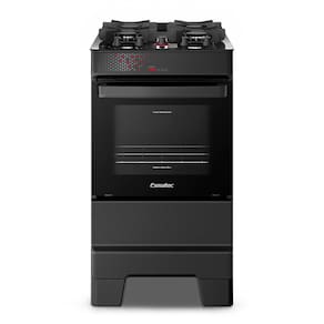 Miniatura Fogão Esmaltec IDEAL Top Glass T4VAP Preto 4 Bocas com Mesa de Vidro e Acendimento Automático Forno 50L – Bivolt