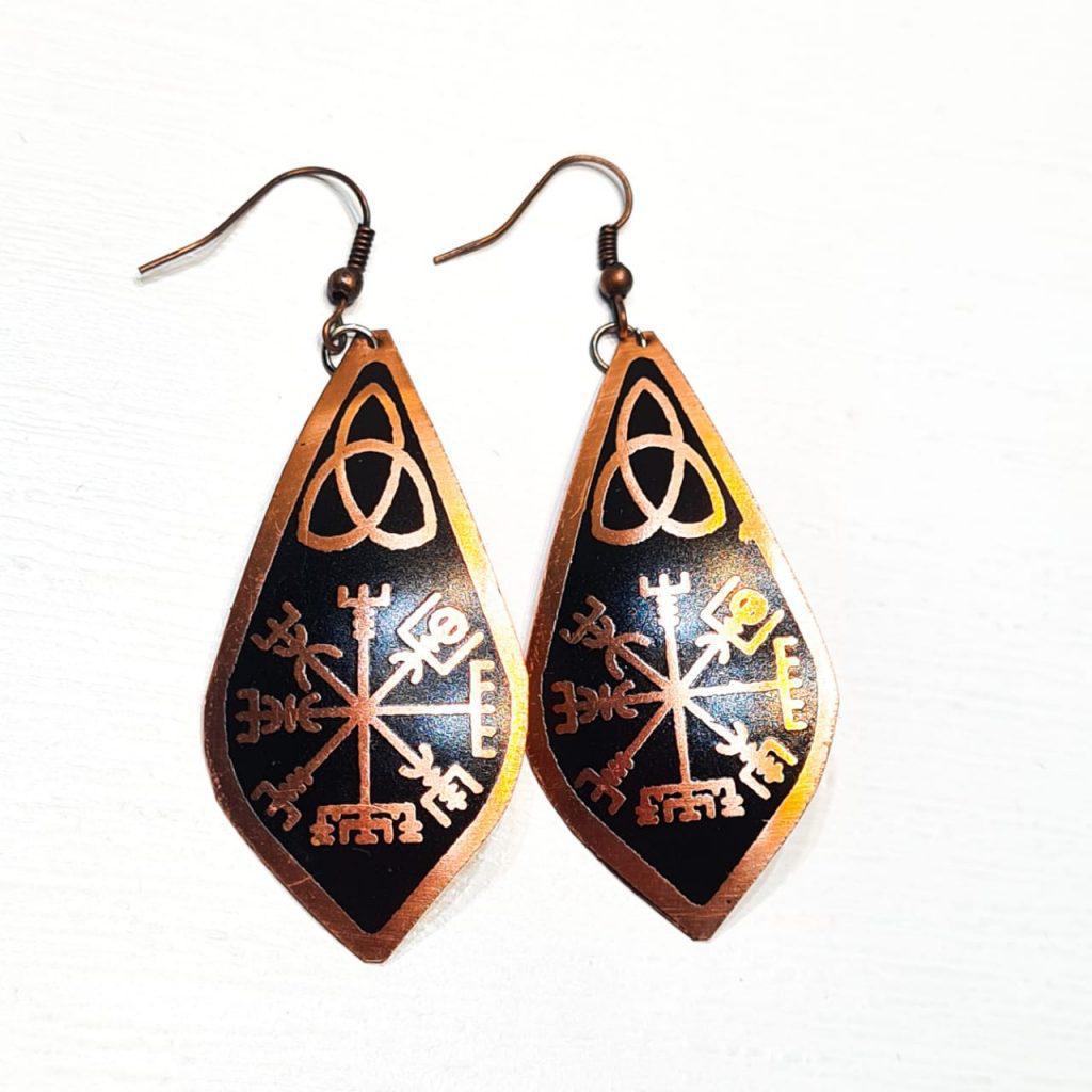Miniatura Brinco De Cobre Coleção Atacama - Bússola Vegvisir Black