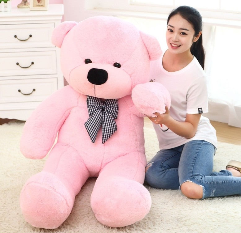 Miniatura Urso Rosa De Pelúcia Gigante 140Cm Bicho De Pelúcia Grande Rosa - 140cm - Urso
