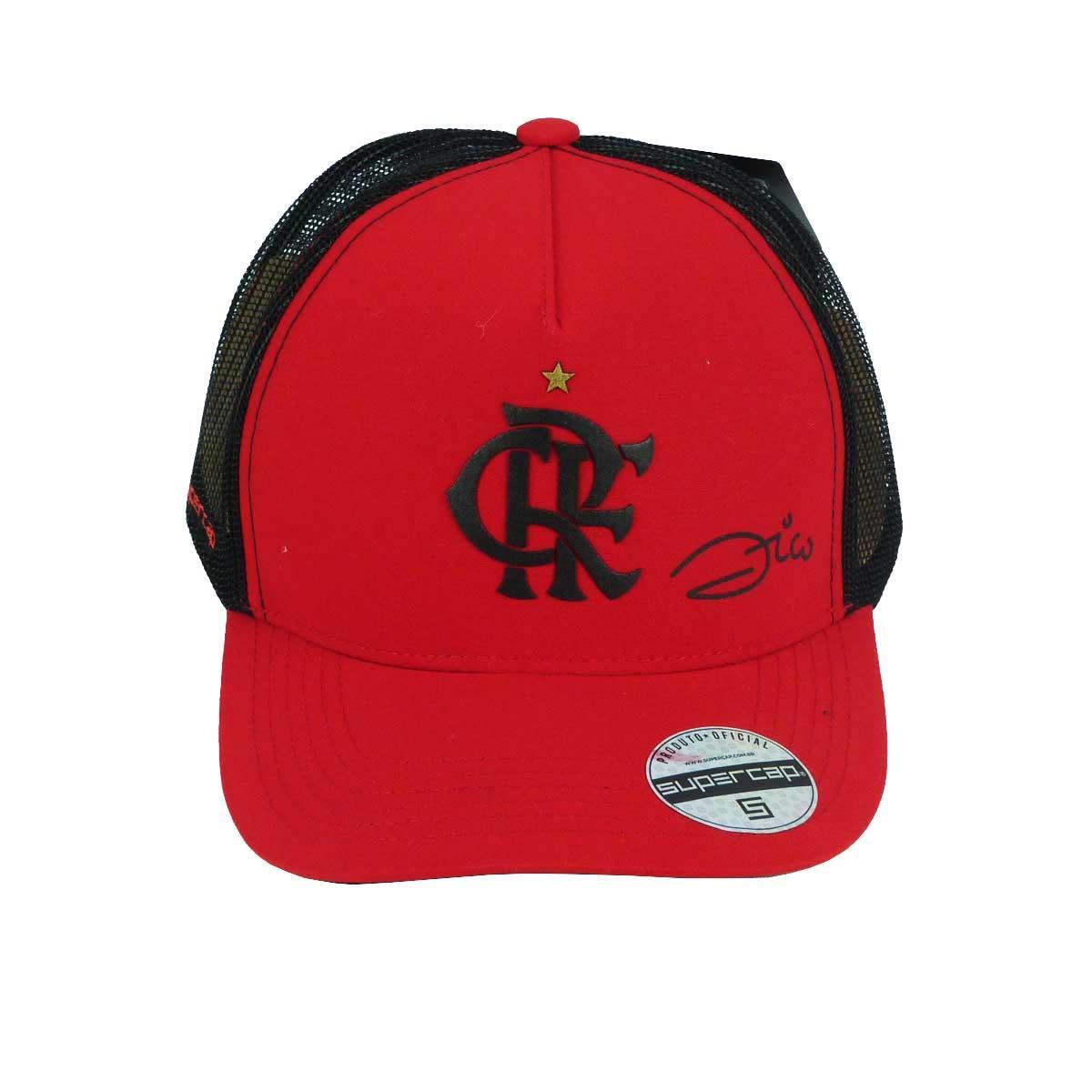 Miniatura Boné Flamengo Zico Escudo Emborrachado Vermelho - Licenciado