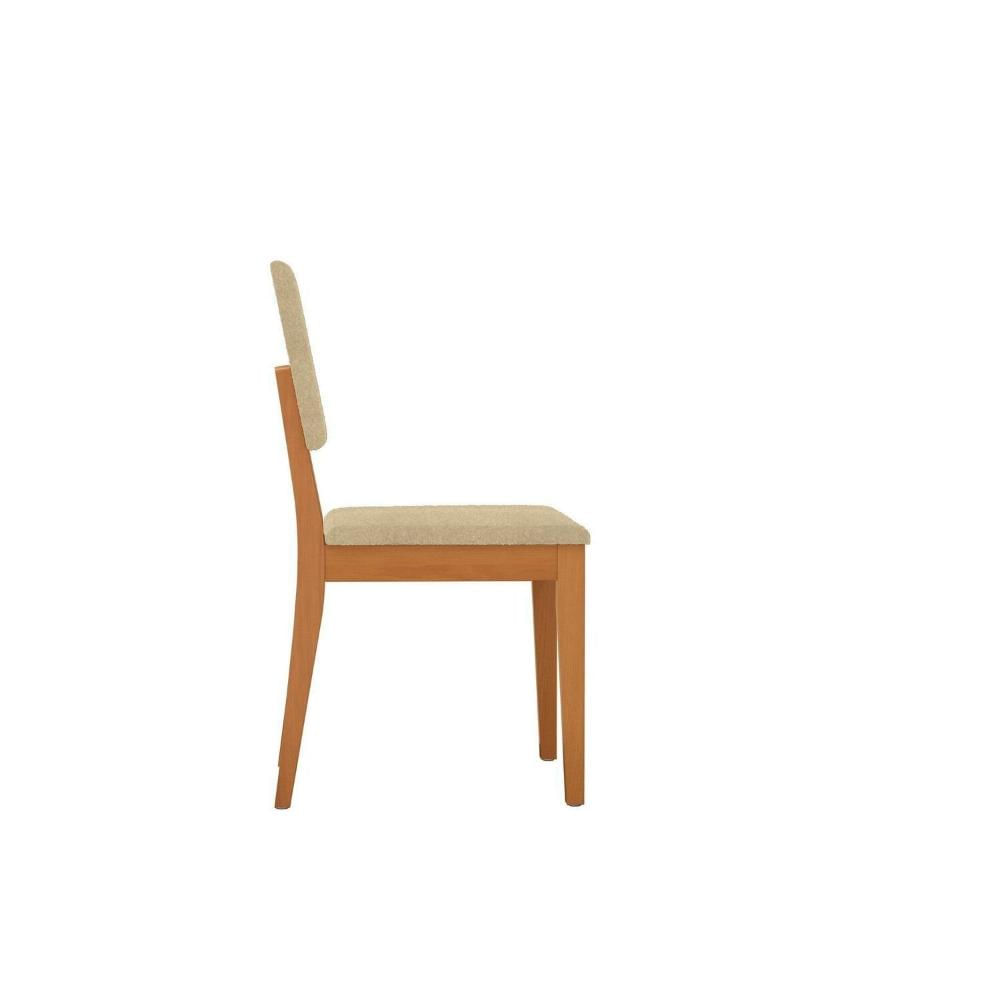 Miniatura Conjunto Mesa Clara com 6 Cadeiras em Madeira Maciça Bege