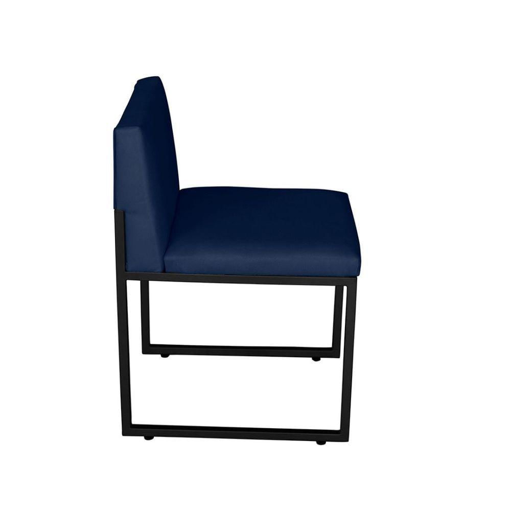 Miniatura Kit 4 Cadeira De Jantar Escritorio Industrial Vittar Ferro Preto Corino Azul Marinho