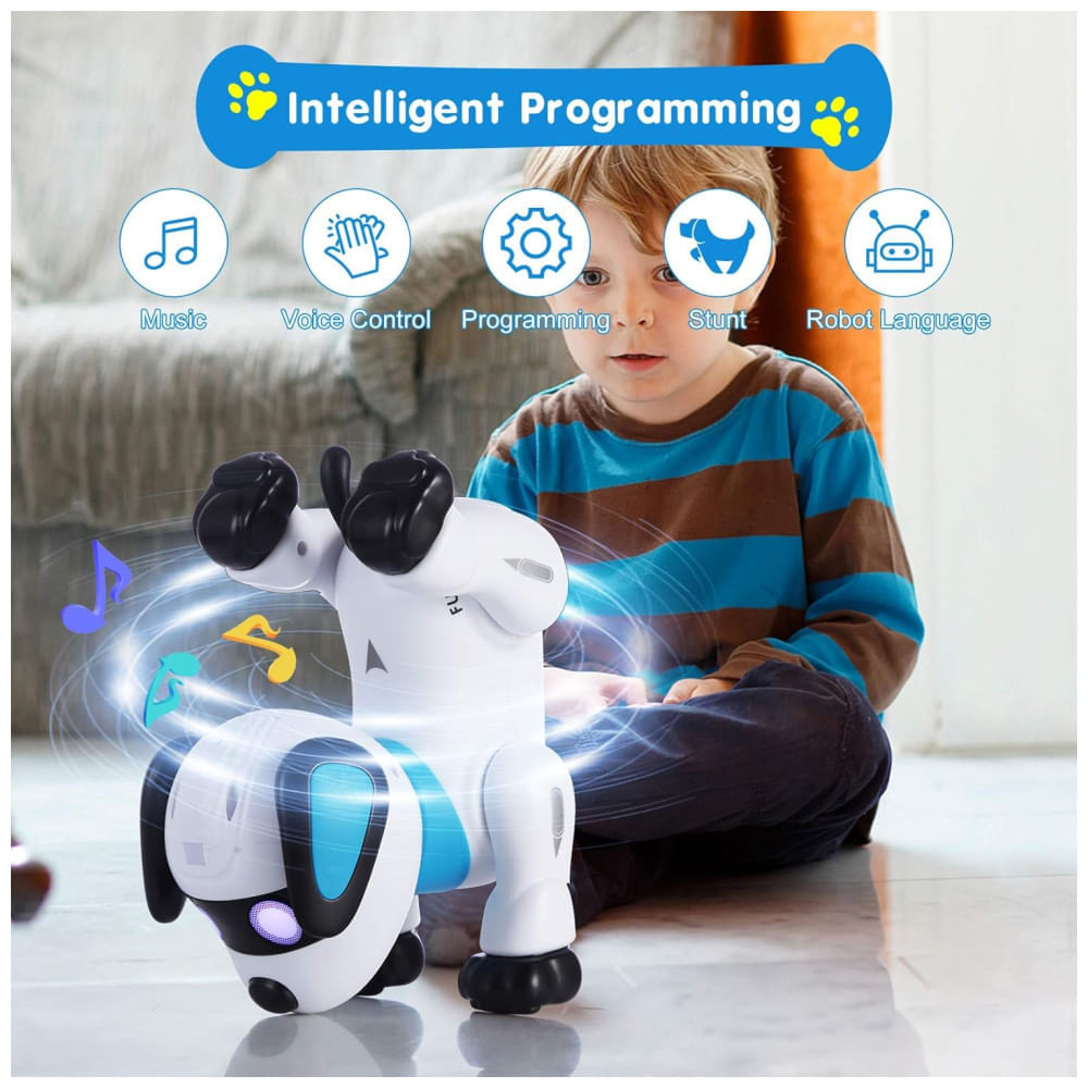 Miniatura Robô Cachorro Yiman de Controle Remoto,Robô Inteligente Programável para Crianças 3+, Dança Interativa, Som, LED nos Olhos, Brinquedo Eletrônico.