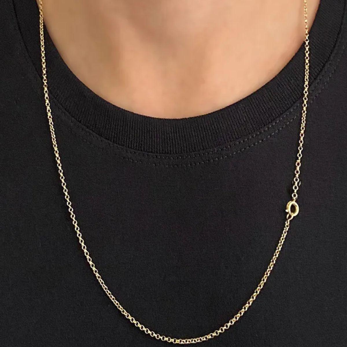 Miniatura Corrente Masculina Elo Português Banhada A Ouro 2Mm X 60Cm
