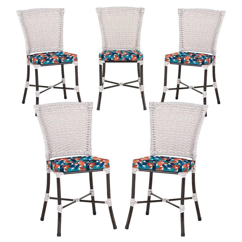 Miniatura Jogo De Cadeiras Para Cozinha - Kit Com 5 Cadeiras Em Aluminio E Fibra Sintetica Marmore Z22