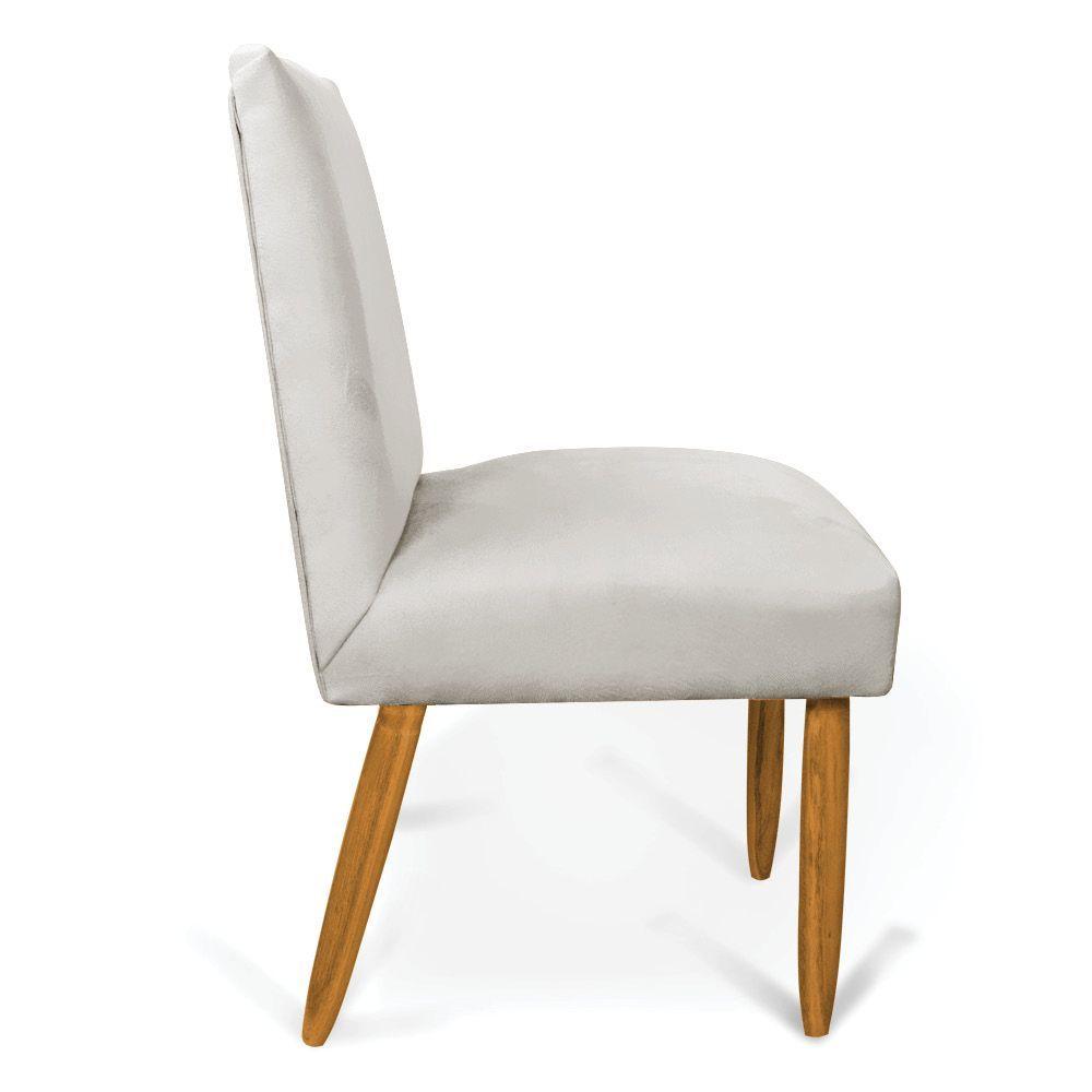 Kit 4 Cadeiras De Jantar Carol Veludo Cinza Pés Palito Castanho - D'rossi