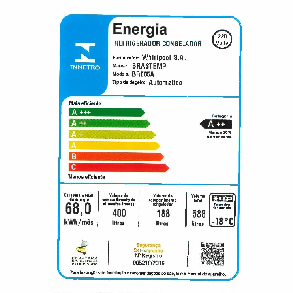 Geladeira Brastemp Frost Free Inverse 588 litros Branca com Smart Bar BRE85AB 220V