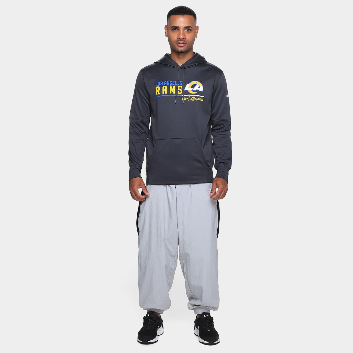 Miniatura Moletom Nike NFL Los Angeles Rams Therma C/ Capuz Masculino Cinza - EGG