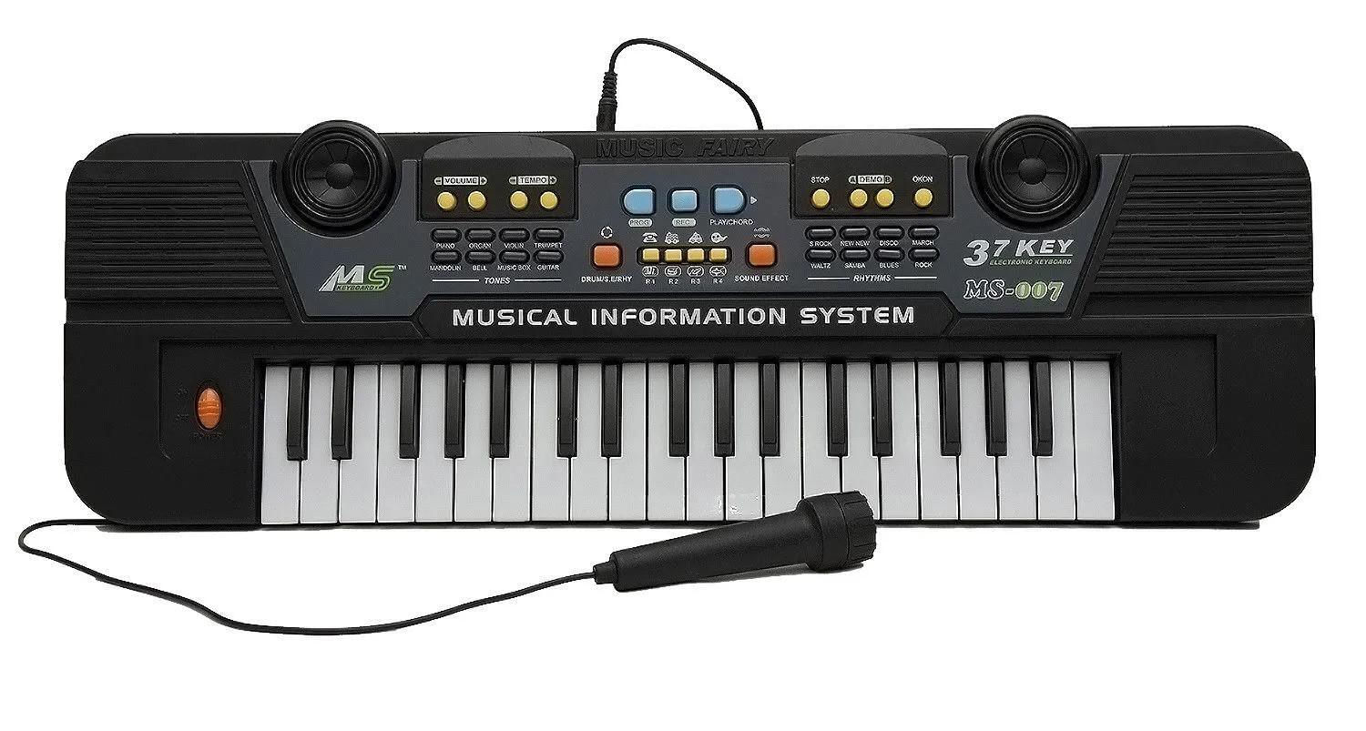 Miniatura Teclado Infantil Eletrônico Musical Com Microfone - Preto