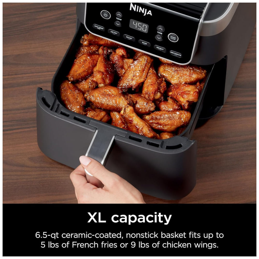 Miniatura Fritadeira Elétrica Air Fryer 6 em 1, 6,1L com Tela LED e Cesto Antiaderente, 110V 1750W, Ninja, Cinza 110v