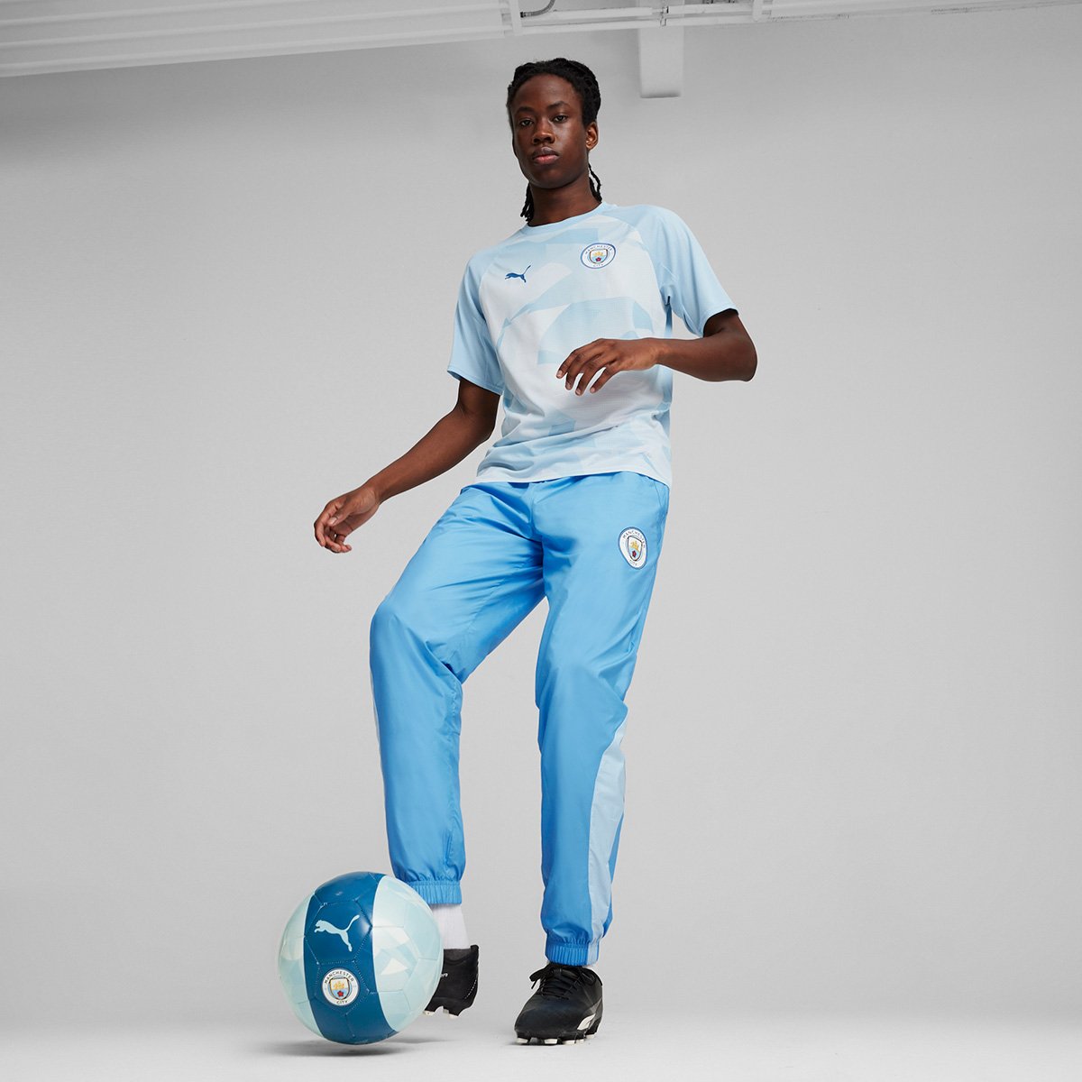 Miniatura Calça Manchester City 24/25 Pré-jogo Puma Masculina Azul - EGG