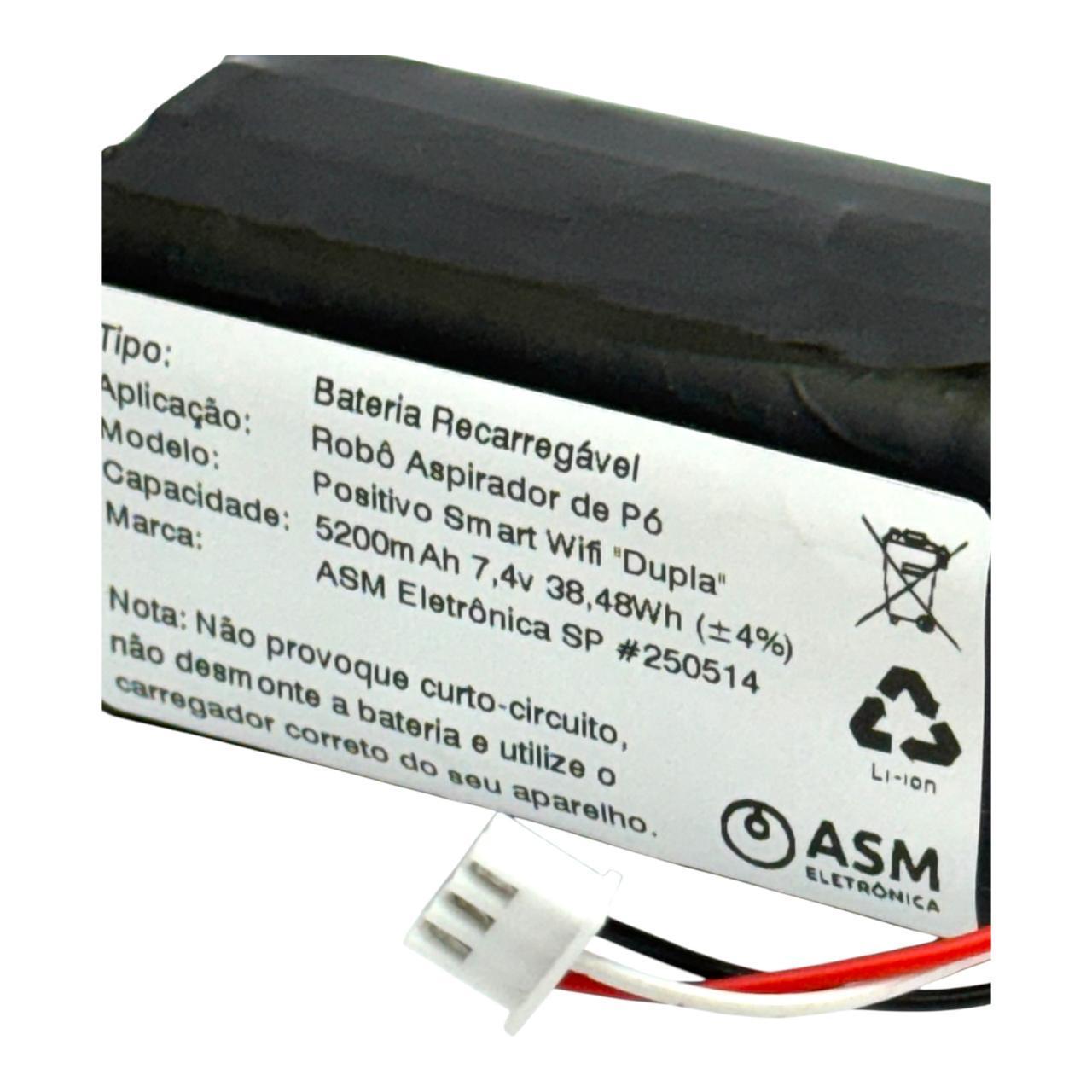 Miniatura Bateria Dupla Robô Aspirador Positivo Smart Wifi 5200Mah