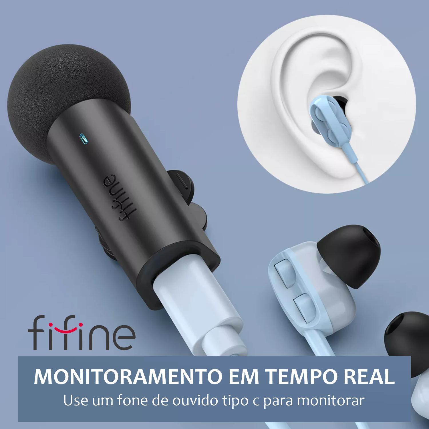 Microfone De Lapela Sem Fio Fifine M6 Para Celular Android