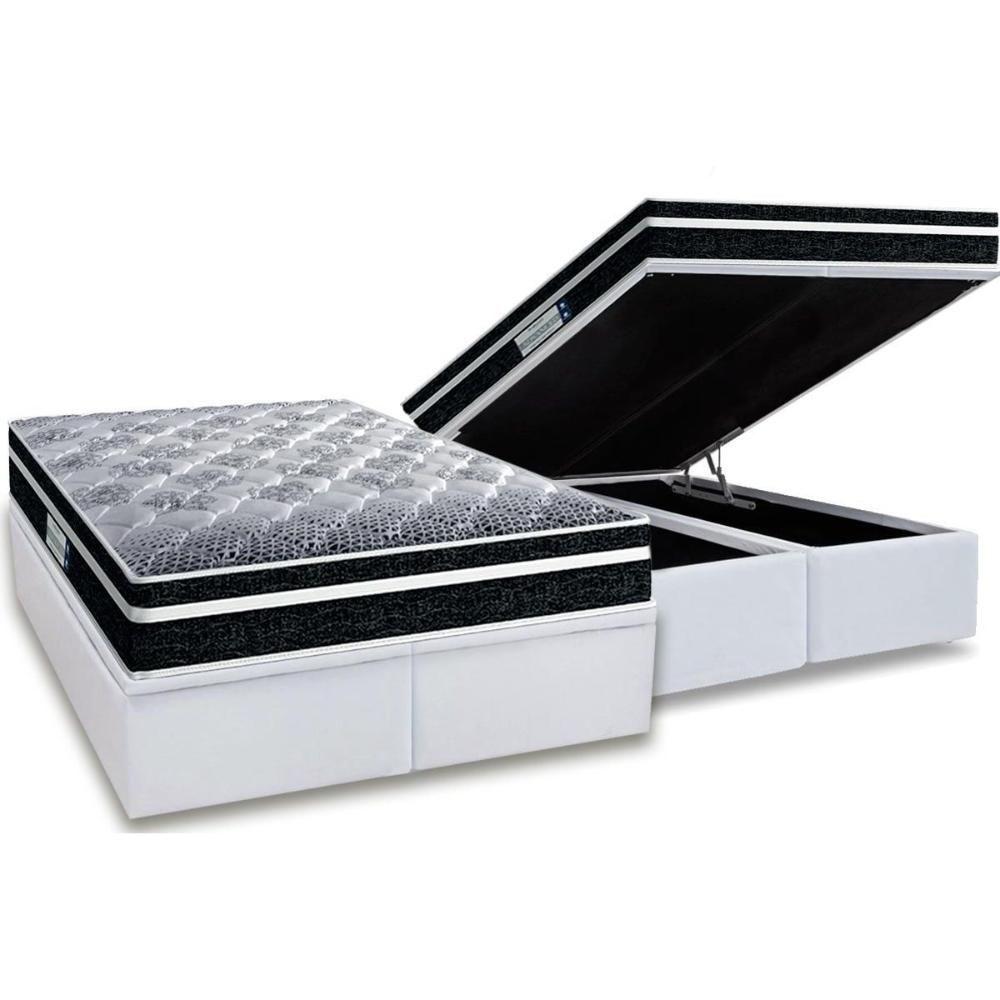 Miniatura Cama Box Baú Queen: Colchão Ortopédico Probel D33/Ep Prodormir Tech1500 Plus + Base White(158X198)