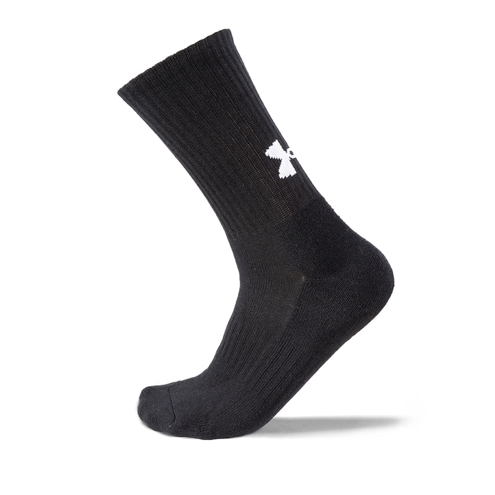Miniatura Meia Unissex Under Armour Core Cotton Cano Alto - Pacote com 3 pares Preto - G