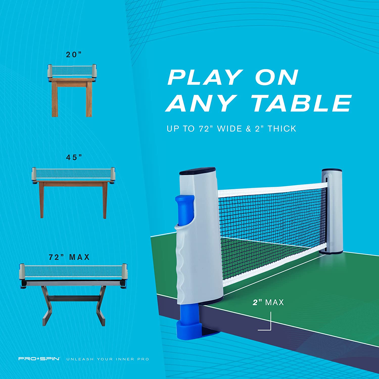 PROSPIN Kit de Ping Pong com Mesa Portátil 2 Raquetes 3 Bolas e Estojo Compacto VermelhoPreto
