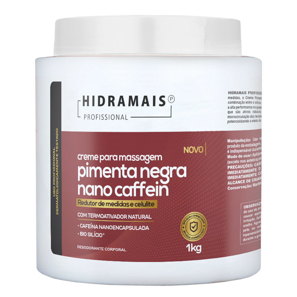 Miniatura Creme para massagem Hidramais Pimenta Negra Caffein 1k