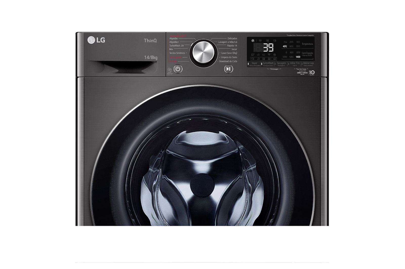 Lava e Seca LG Smart VC2 14kg Black Inox com Inteligência Artificial AIDD™ (CV9014BC2) - 110v