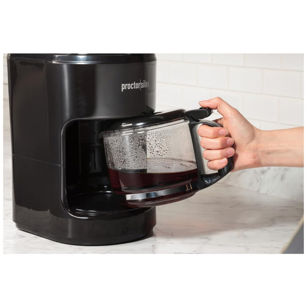Miniatura Cafeteira Elétrica 10 Xícaras com Plugues Inteligentes com Alexa, 110V 900W, Proctor Silex, Preta