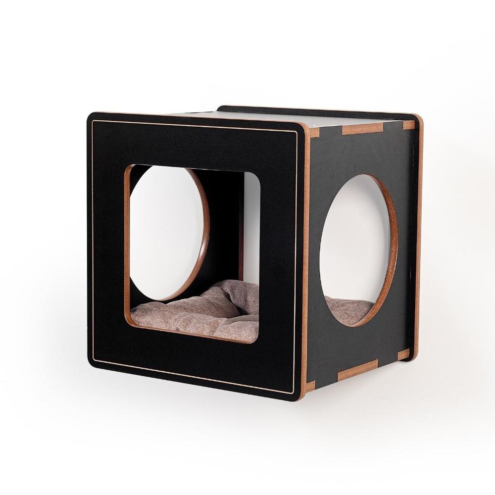 Miniatura Nicho Para Gatos Sagu - Frente Quadrado Preto