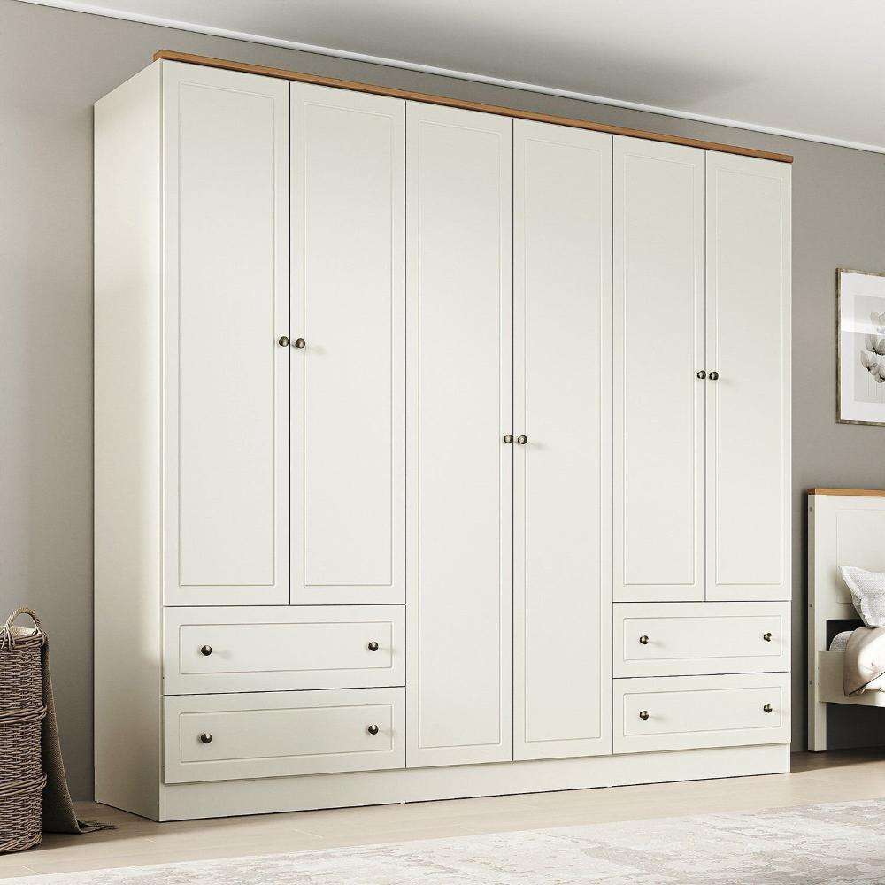 Miniatura Guarda-roupa Casal 6 Portas 4 Gavetas Ananda Cabecasa Madeiramadeira OFFWHITE