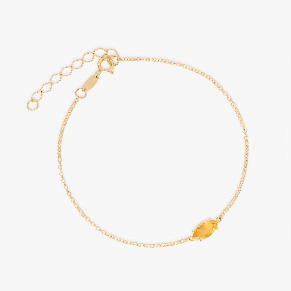 Miniatura Pulseira com Citrino em Ouro Amarelo 18k