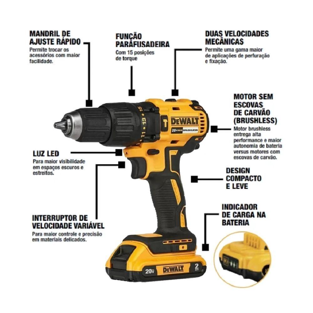 Miniatura Furadeira E Parafusadeira Profissional De Impacto Dewalt Modelo Dcd7781d1 1 Bateria 1 Carregador 20v