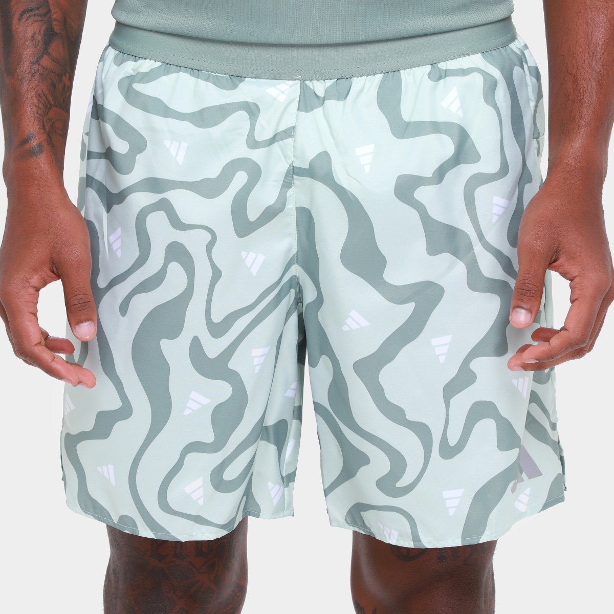 Miniatura Shorts Adidas Run It Masculino Cinza - G