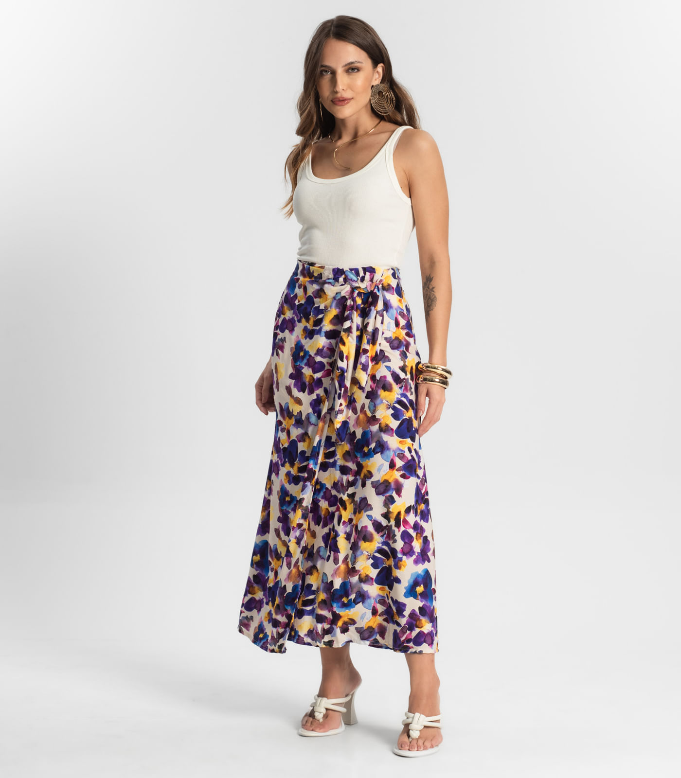 Miniatura Saia Longa Estampada Endless Roxo G