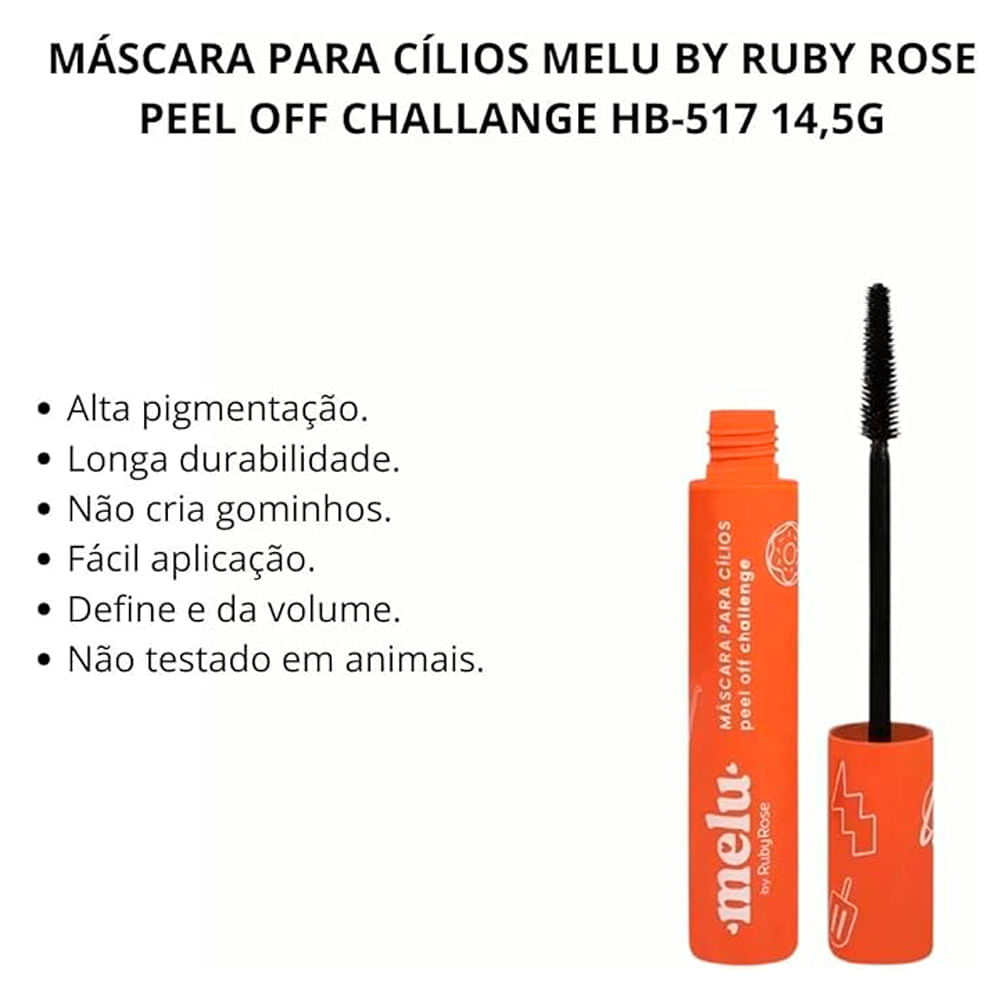 Miniatura Máscara para Cílios Melu By Ruby Rose Peel Off Challenge F517