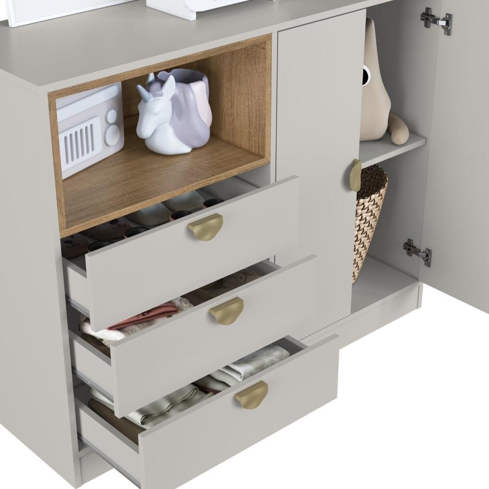 Quarto Infantil com Cama Solteiro Montessoriana com Iluminação Led e Comoda Lille Arenas