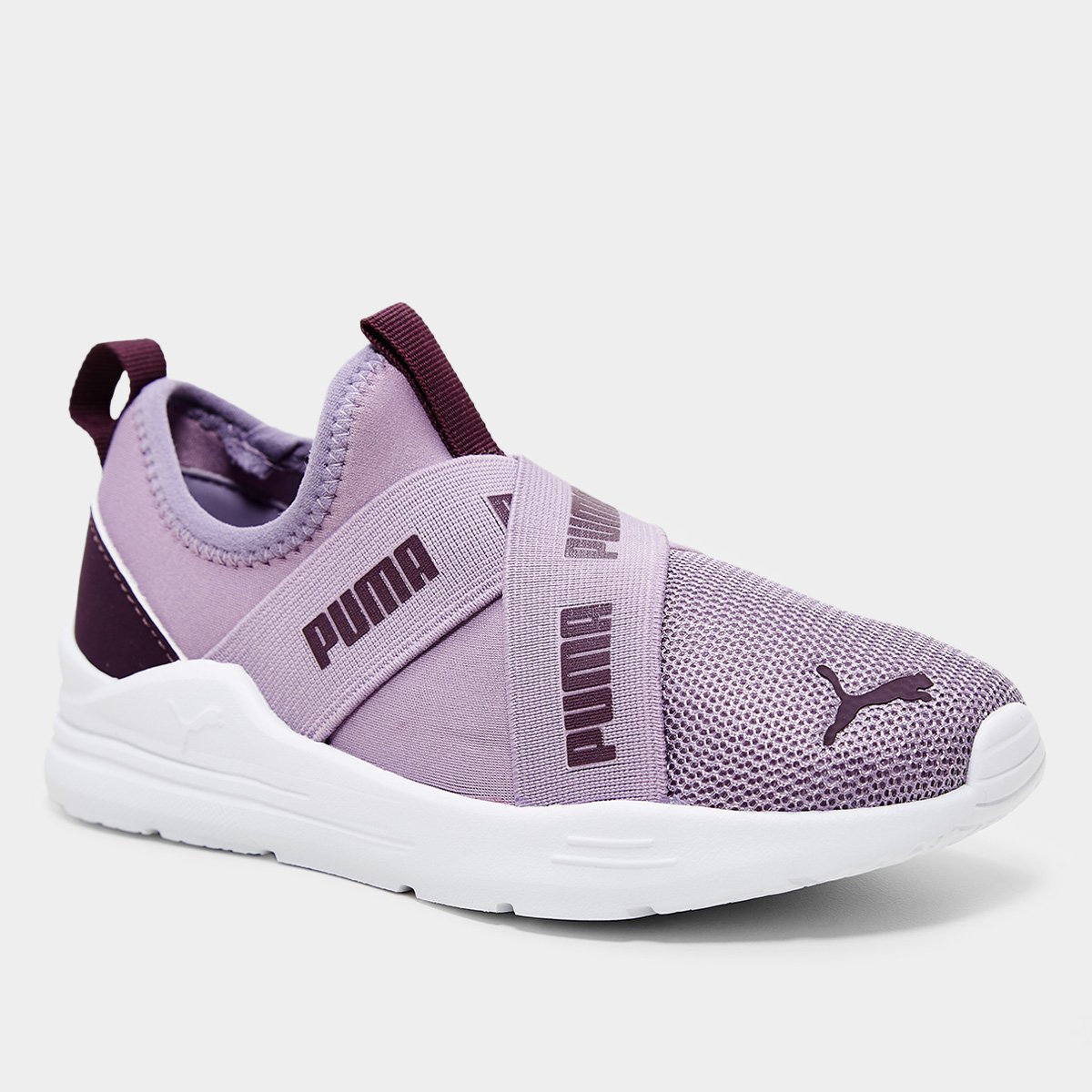Miniatura Tênis Infantil Puma Wired Run Slip On BDP Branco+Lilás - 26