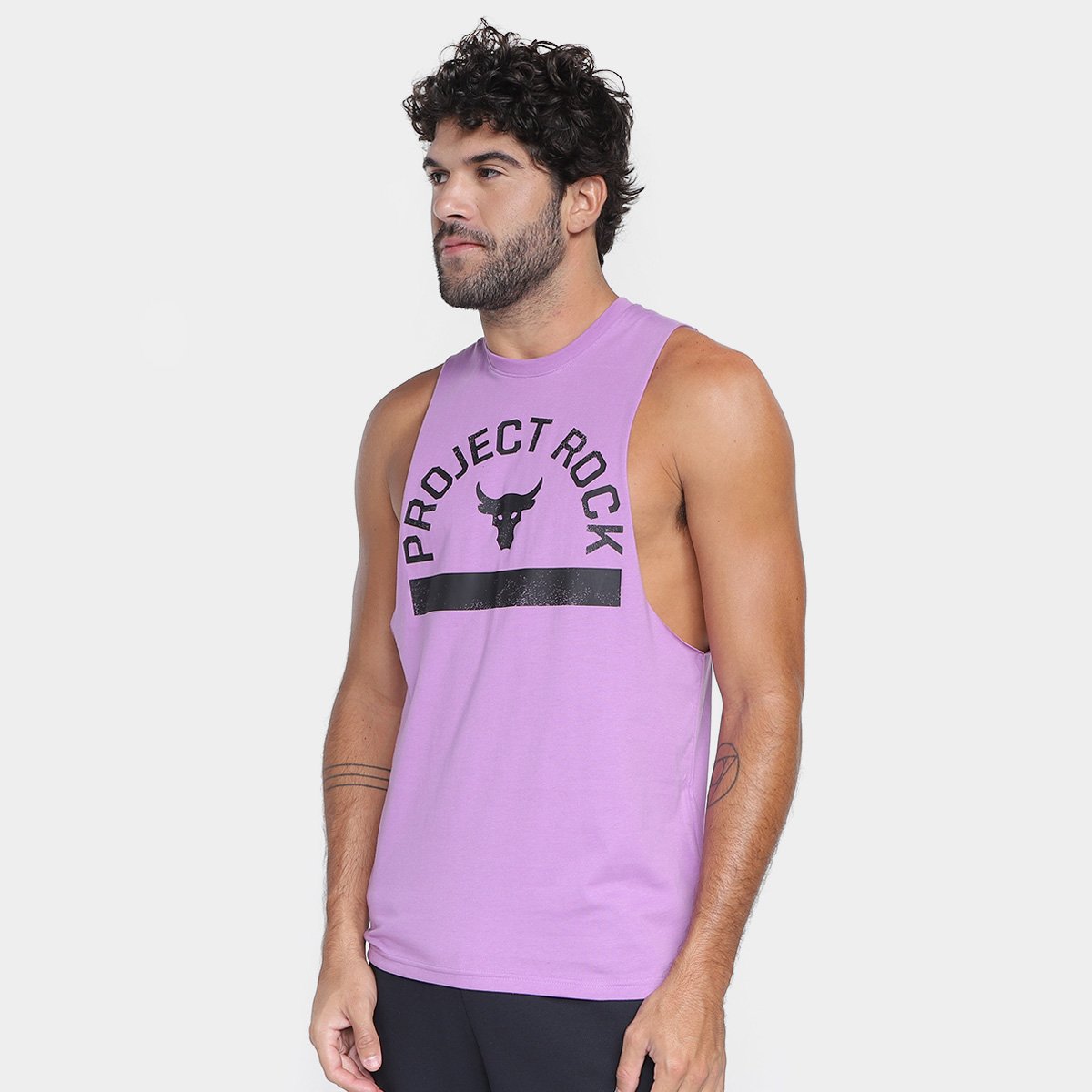 Miniatura Regata Under Armour Pjt Rock Payoff Graphic Masculina Roxo+Preto - M