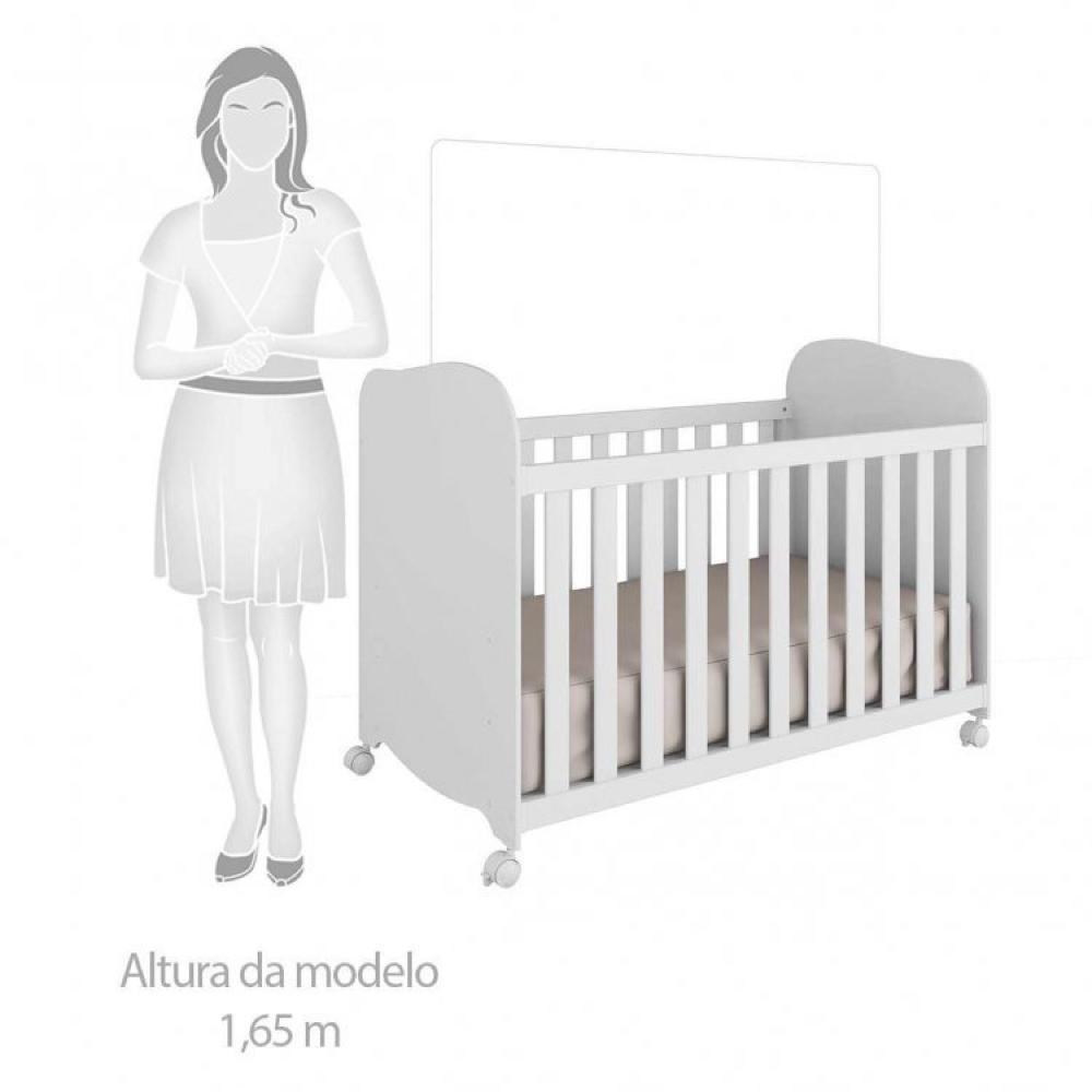 Quarto Gêmeos com 2 Berços Americano 1 Cômoda com 4 Gavetas e 1 Porta Uli Móveis Peroba Branco Brilho