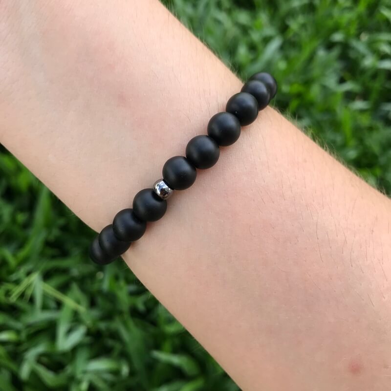 Miniatura Pulseira Masculina Pedra Ágata Matte e 7 Chakras