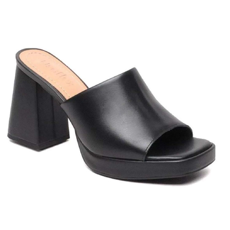 Miniatura Tamanco Usaflex Salto Bloco Feminino - Preto - PRETO 34