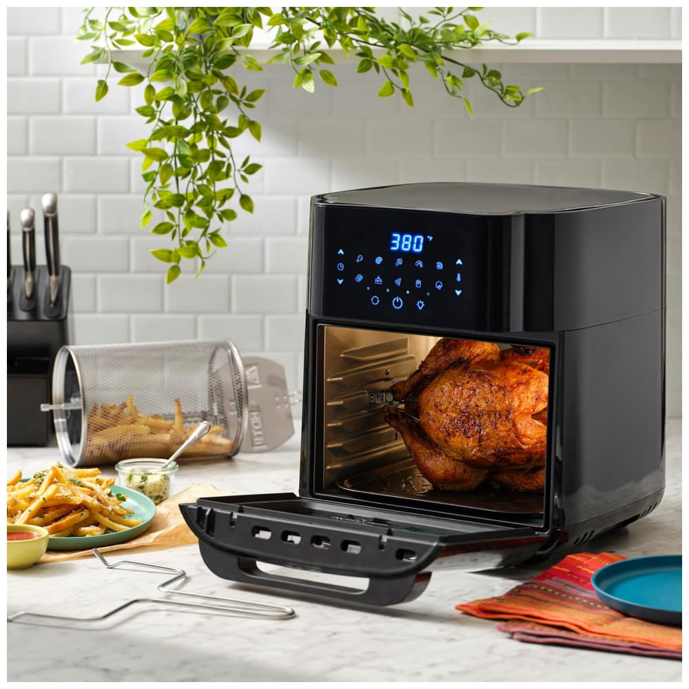 Miniatura Fritadeira Elétrica Air Fryer 12L com 10 Predefinições e Porta Removível para Fácil Limpeza, 1700W, Zavor, Preta