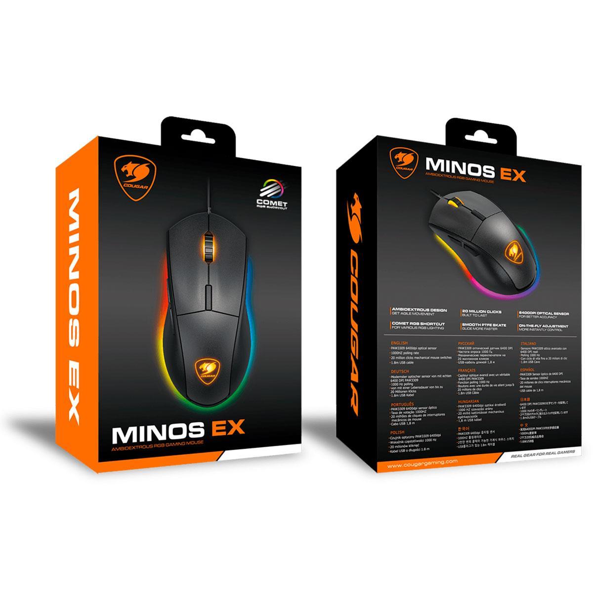 Mouse Gamer Cougar Minos Ex, Usb, Rgb, 6400 Dpi