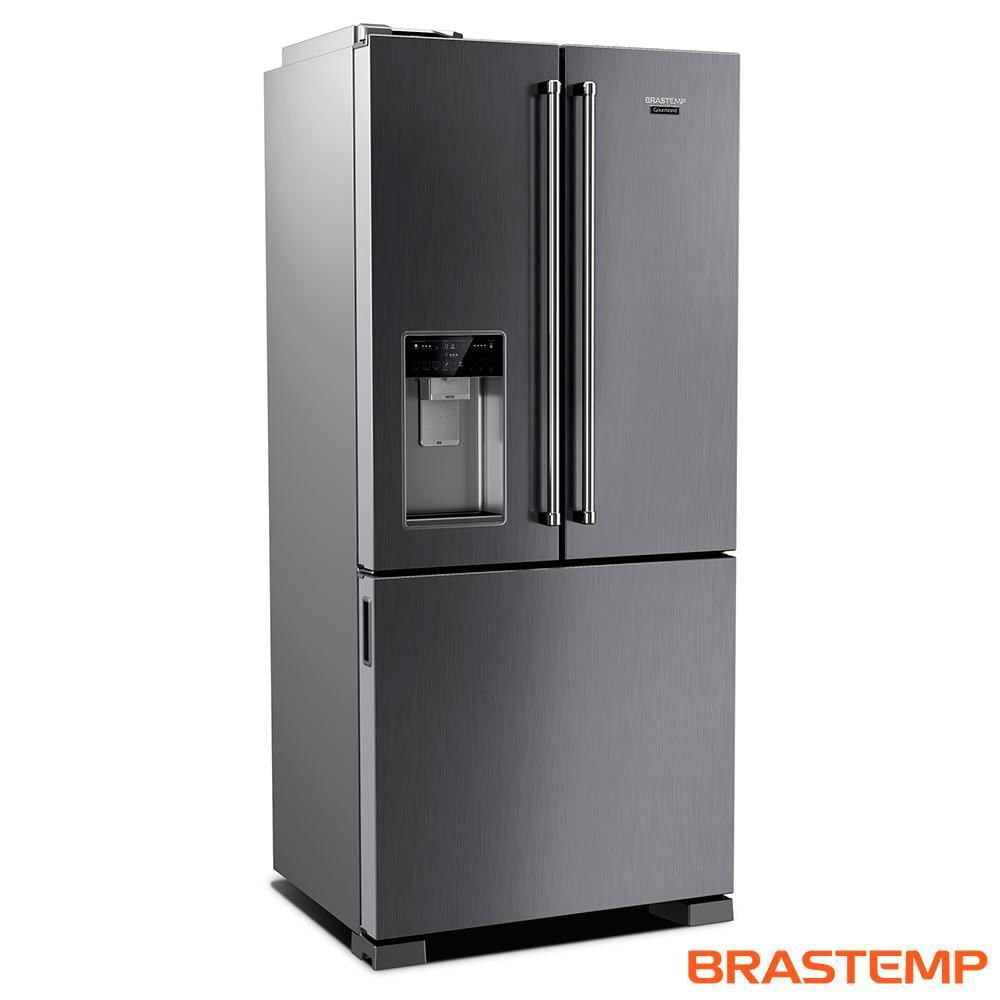 Miniatura Refrigerador Brastemp Gourmand Frost Free French Door Água e Gelo na Porta 515 Litros Inox BRH86AR 220